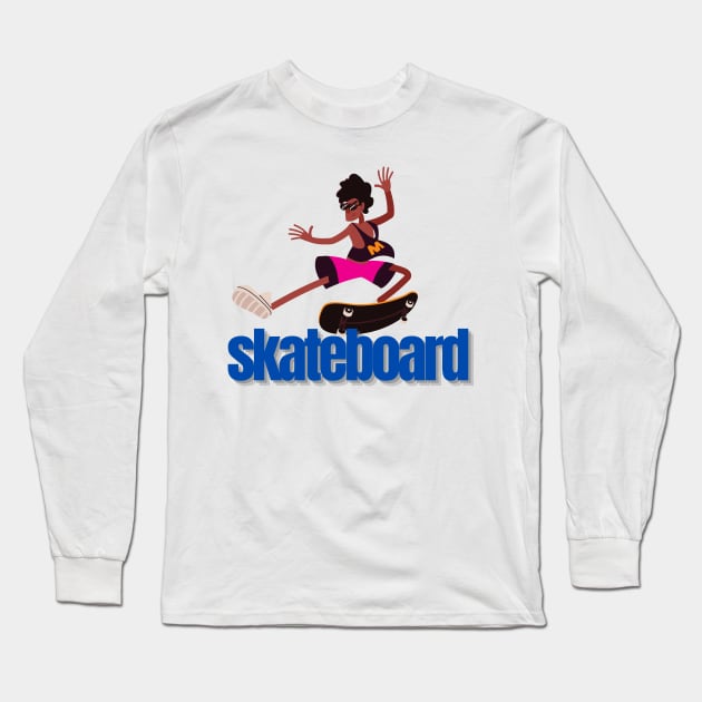 Skate Board Long Sleeve T-Shirt by Paul Andrew